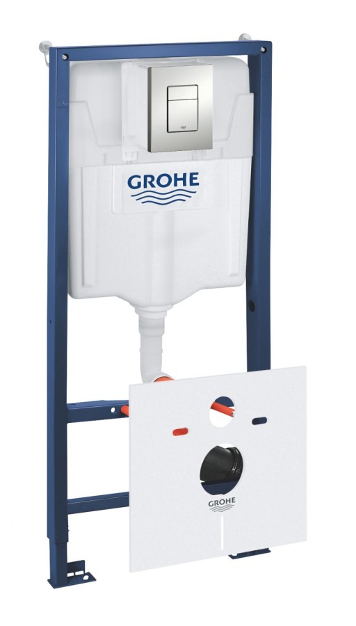 Set rezervor incastrat Grohe Rapid SL 5-in-1 cu cadru  Grohe Fresh  garnitura fonoizolanta si clapeta Skate Cosmopolitan crom mat