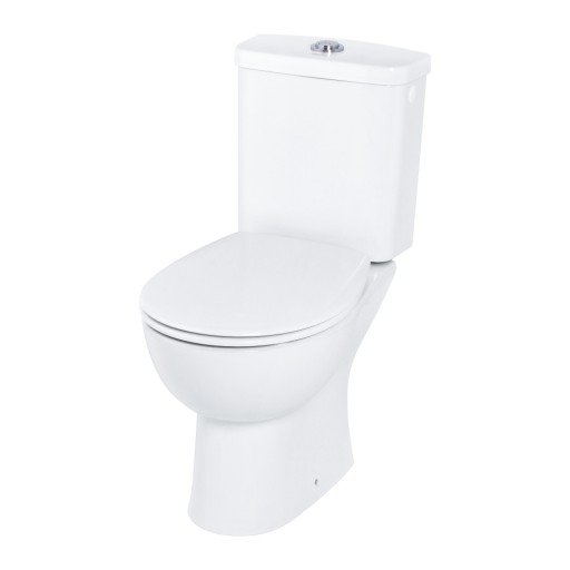 Set complet vas wc Grohe Bau Ceramic Rimless cu rezervor asezat si capac detasabil cu inchidere lenta  alb