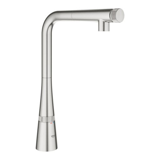 Baterie bucatarie Grohe Zedra SmartControl cu dus extractibil  pipa L  supersteel