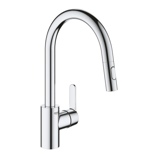 Baterie bucatarie Grohe Get cu dus extractibil dual spray  pipa C  crom