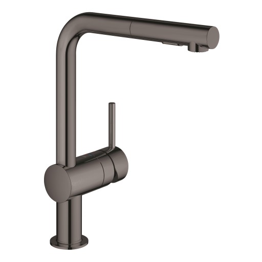 Baterie bucatarie Grohe Minta cu dus extractibil dual spray  pipa L  hard graphite