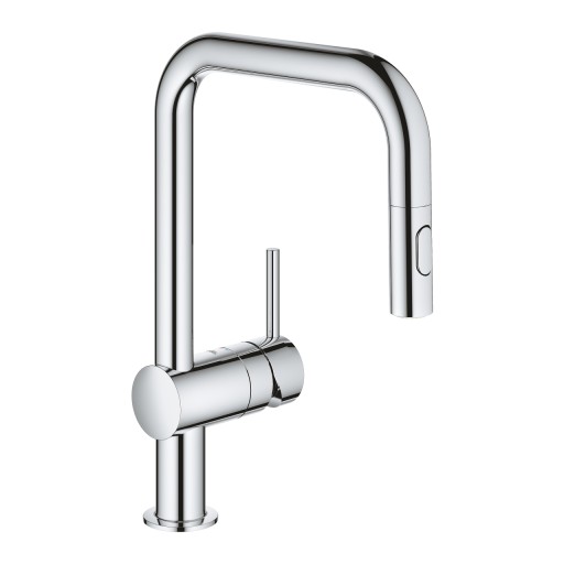 Baterie bucatarie Grohe Minta cu dus extractibil dual spray  pipa U  crom