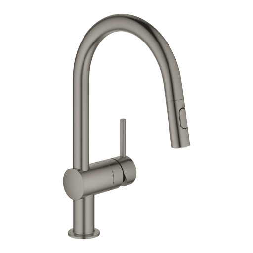 Baterie bucatarie Grohe Minta cu dus extractibil  pipa C  brushed hard graphite