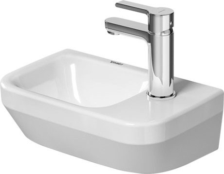 Lavoar asimetric Duravit DuraStyle 36x22cm  orificiu baterie dreapta  fara preaplin  WonderGliss  alb