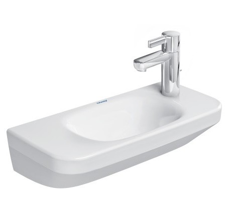 Lavoar asimetric Duravit DuraStyle 56x22cm  orificiu baterie dreapta  fara preaplin  WonderGliss  alb