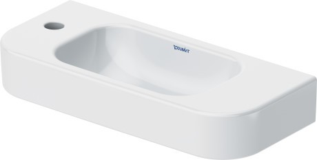 Lavoar asimetric Duravit Happy D.2 50x22cm  orificiu baterie stanga  fara preaplin  alb