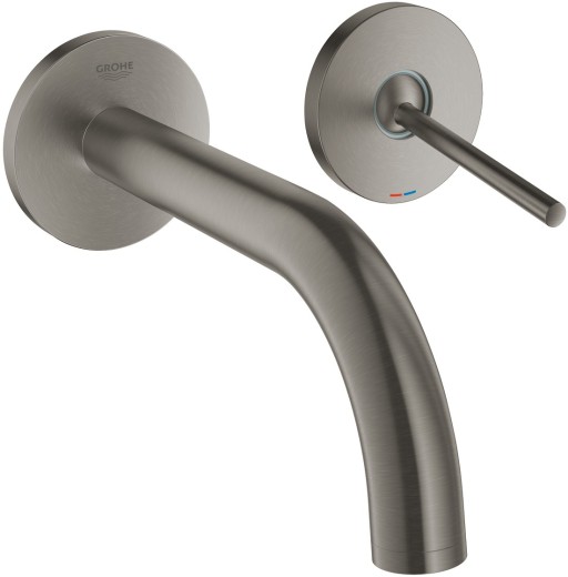 Baterie lavoar Grohe Atrio din 2 elemente  pipa 185mm  de perete  necesita corp ingropat  brushed hard graphite