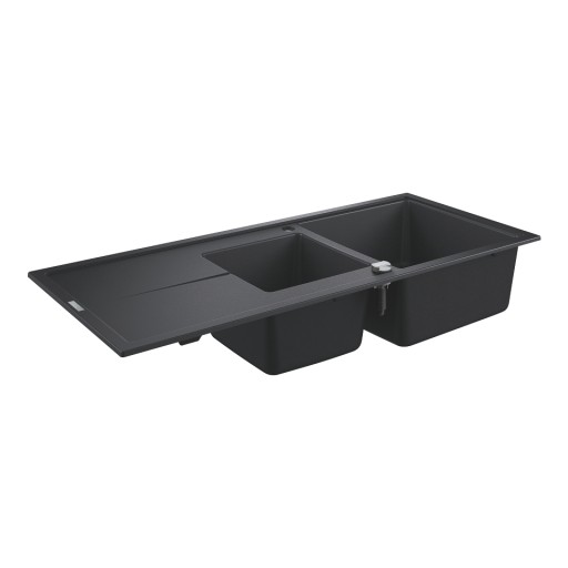 Chiuveta bucatarie Grohe K400 80 -C cu doua cuve inegale  1160x500mm  compozit  granite black
