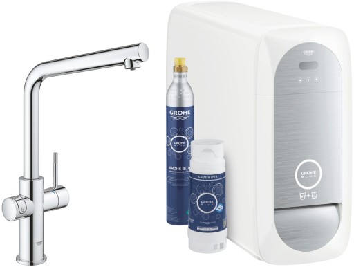 Baterie bucatarie Grohe Blue Home cu sistem de filtrare  racire si carbonatare apa  pipa L  crom