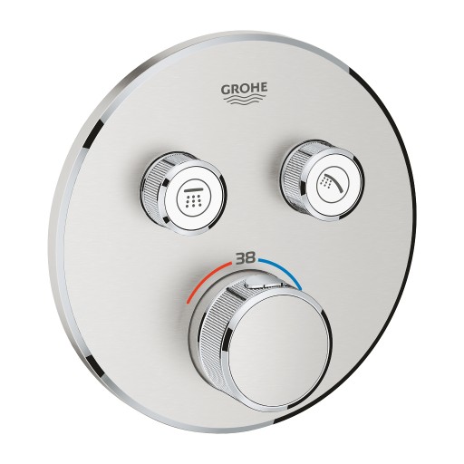 Baterie cada - dus termostatata Grohe Grohtherm SmartControl Round  montaj incastrat  necesita corp ingropat  supersteel