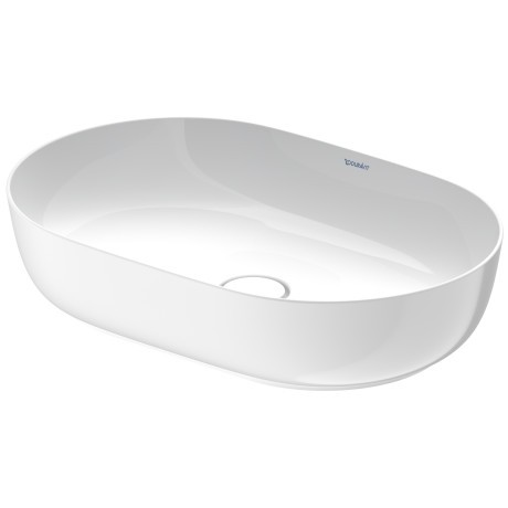 Lavoar tip bol Duravit Luv 60x40cm  fara orificiu baterie  fara preaplin  montare pe blat  include capac ceramic  alb lucios interior/alb satin mat exterior