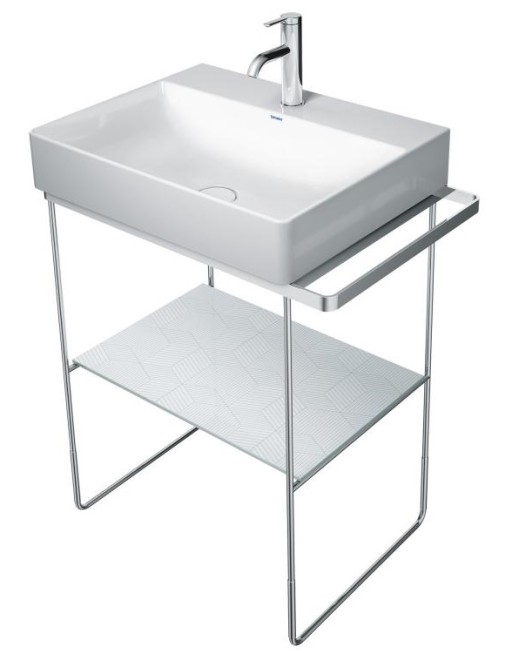 Consola metalica pe pardoseala pentru lavoar Duravit DuraSquare 665x451mm  cu port-prosop reversibil  fara raft  crom