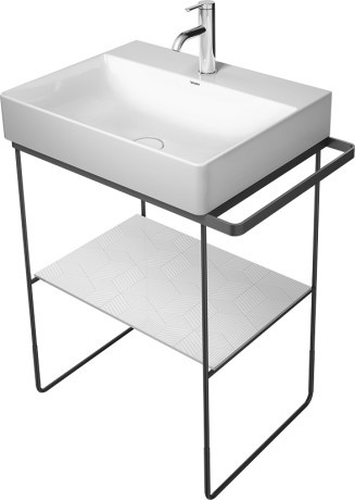 Consola metalica pe pardoseala pentru lavoar Duravit DuraSquare 665x451mm  cu port-prosop reversibil  fara raft  negru mat