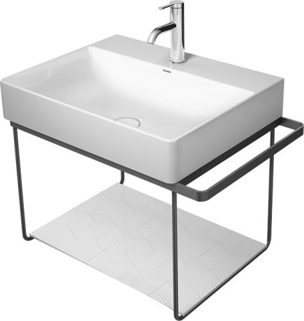 Consola metalica suspendata pentru lavoar Duravit DuraSquare 665x451mm  cu port-prosop reversibil  fara raft  negru mat