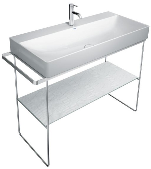 Consola metalica pe pardoseala pentru lavoar Duravit DuraSquare 865x451mm  cu port-prosop reversibil  fara raft  crom