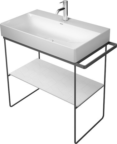 Consola metalica pe pardoseala pentru lavoar Duravit DuraSquare 865x451mm  cu port-prosop reversibil  fara raft  negru mat