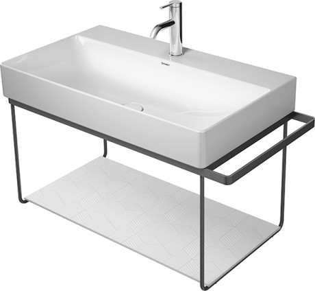 Consola metalica suspendata pentru lavoar Duravit DuraSquare 865x451mm  cu port-prosop reversibil  fara raft  negru mat
