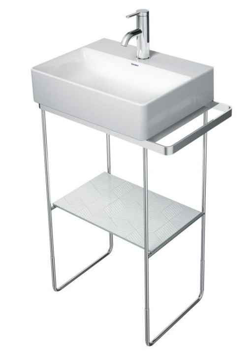 Consola metalica pe pardoseala pentru lavoar Duravit DuraSquare 516x333mm  cu port-prosop reversibil  fara raft  crom