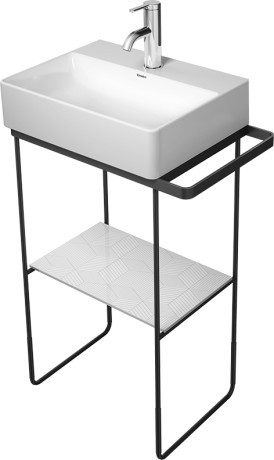 Consola metalica pe pardoseala pentru lavoar Duravit DuraSquare 516x333mm  cu port-prosop reversibil  fara raft  negru mat