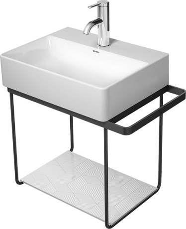 Consola metalica suspendata pentru lavoar Duravit DuraSquare 516x333mm  cu port-prosop reversibil  fara raft  negru mat