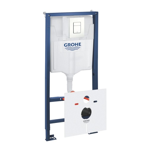 Set rezervor incastrat Grohe Rapid SL 5-in-1  cu cadru pentru vas wc  Fresh Kit si clapeta Arena Cosmopolitan alb