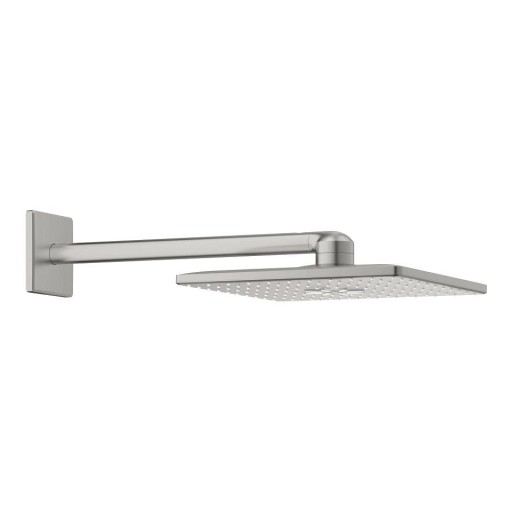 Palarie de dus Grohe RainShower SmartActive 310 Cube  2 tipuri de jet  cu brat de dus 43mm de perete  supersteel