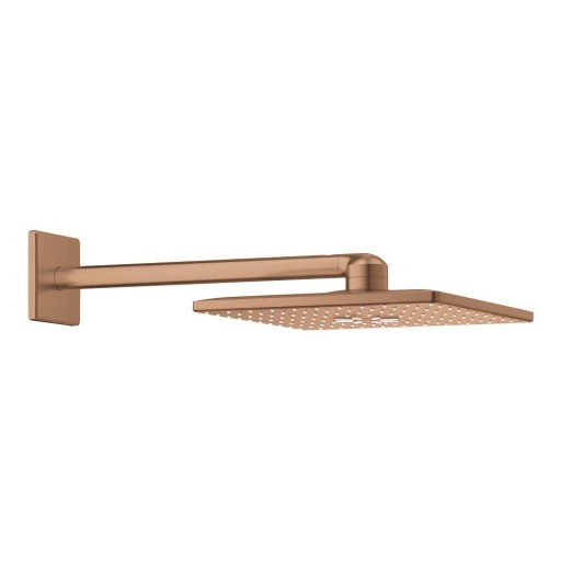 Palarie de dus Grohe RainShower SmartActive 310 Cube  2 tipuri de jet  cu brat de dus 43mm de perete  brushed warm sunset