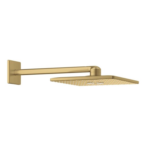 Palarie de dus Grohe RainShower SmartActive 310 Cube  2 tipuri de jet  cu brat de dus 43mm de perete  brushed cool sunrise