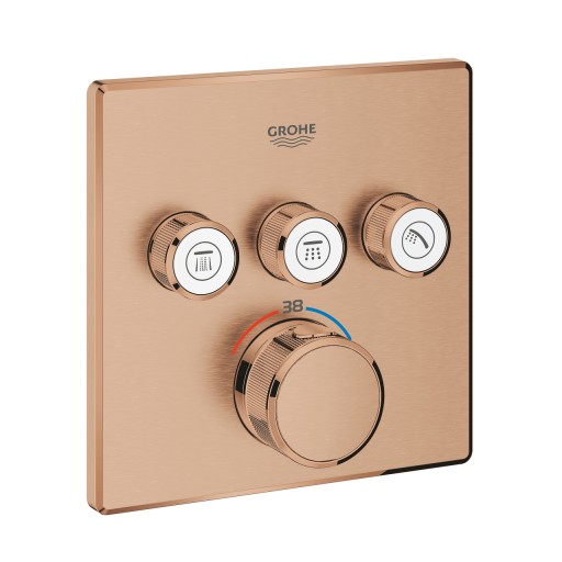 Baterie cada - dus termostatata Grohe Grohtherm SmartControl Cube cu 3 functii  montaj incastrat  necesita corp ingropat  brushed warm sunset