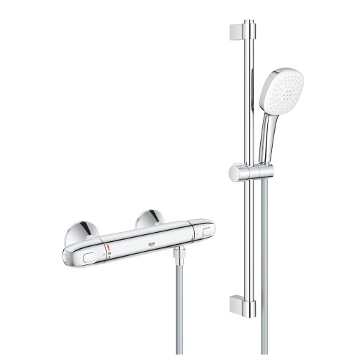 Baterie dus termostatata Grohe Grohtherm 1000 cu set de dus Tempesta Cube  crom
