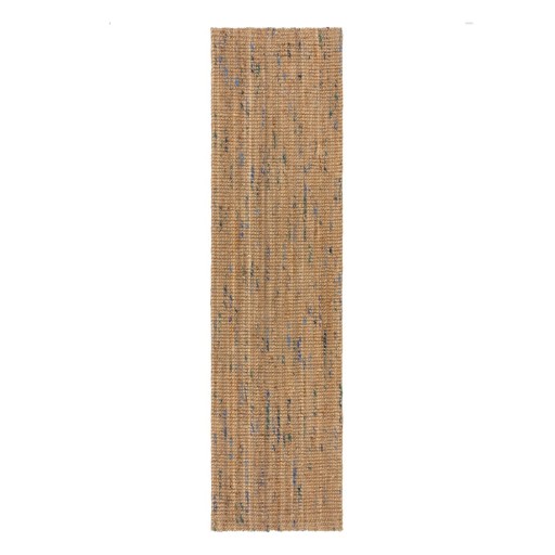 Covor tip traversă albastru/în culoare naturală țesut manual din iută 60x300 cm Jute Boucle Blue – Flair Rugs