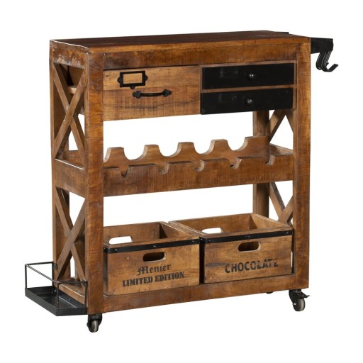 Dulap vinotecă în culoare naturală din lemn de mango număr de sticle 5, 100x92x30 cm Ravi – Interia Home & Living