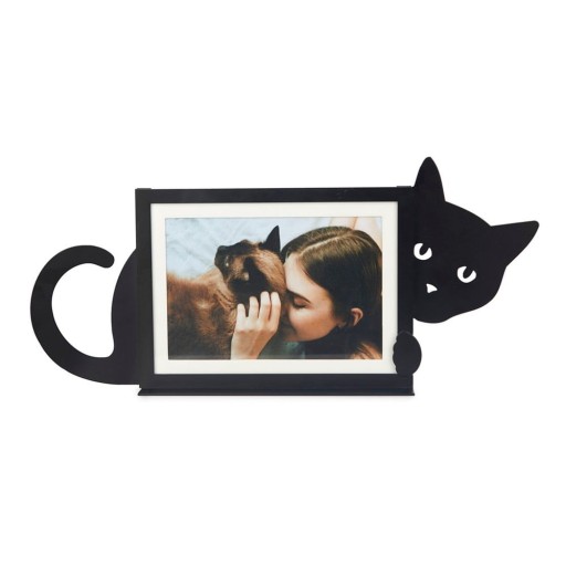 Ramă foto neagră cu picior de susținere din metal 36x16 cm Hidden Cat – Balvi