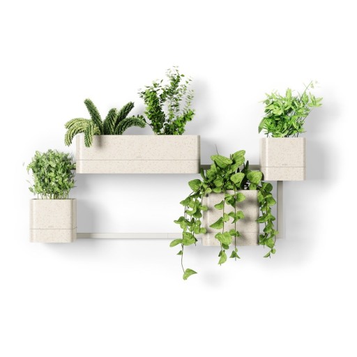 Ghivece 4 buc. din plastic pentru ierburi aromatice, de agățat, de perete Cubiko – Umbra