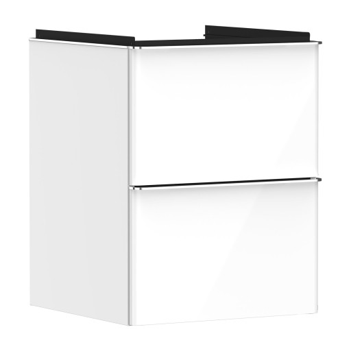 Dulap baza suspendat Hansgrohe Xelu Q cu 2 sertare  48cm  alb lucios  manere crom