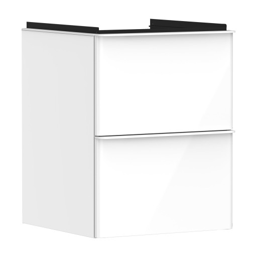 Dulap baza suspendat Hansgrohe Xelu Q cu 2 sertare  48cm  alb lucios  manere alb mat