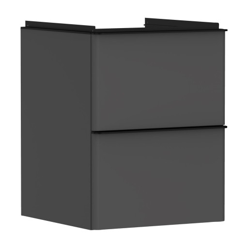 Dulap baza suspendat Hansgrohe Xelu Q cu 2 sertare  48cm  gri diamant mat  manere negru mat