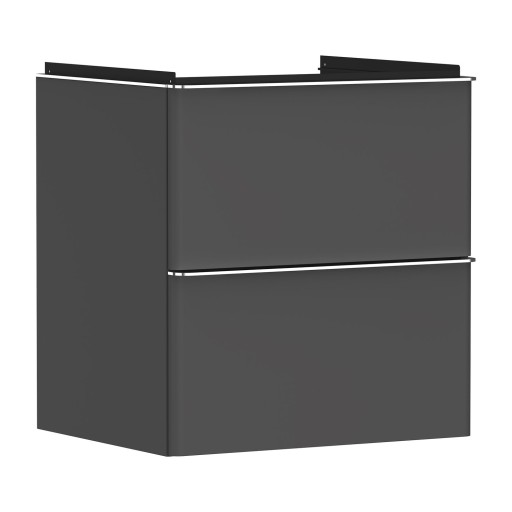 Dulap baza suspendat Hansgrohe Xelu Q cu 2 sertare  58cm  gri diamant mat  manere crom