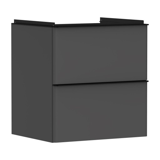 Dulap baza suspendat Hansgrohe Xelu Q cu 2 sertare  58cm  gri diamant mat  manere negru mat