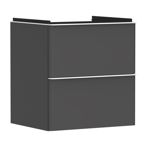 Dulap baza suspendat Hansgrohe Xelu Q cu 2 sertare  58cm  gri diamant mat  manere alb mat