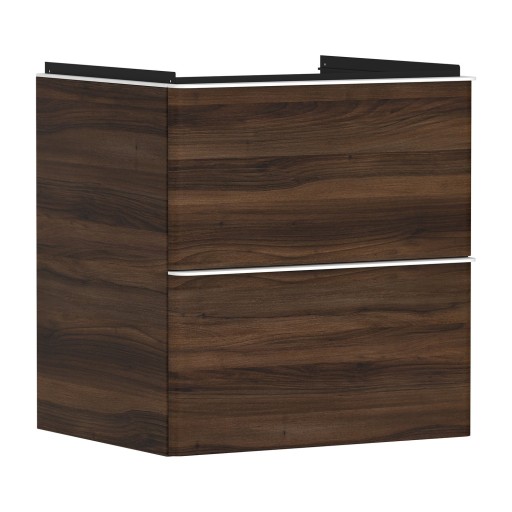 Dulap baza suspendat Hansgrohe Xelu Q cu 2 sertare  58cm  nuc inchis  manere alb mat