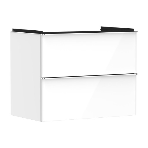 Dulap baza suspendat Hansgrohe Xelu Q cu 2 sertare  78cm  alb lucios  manere crom