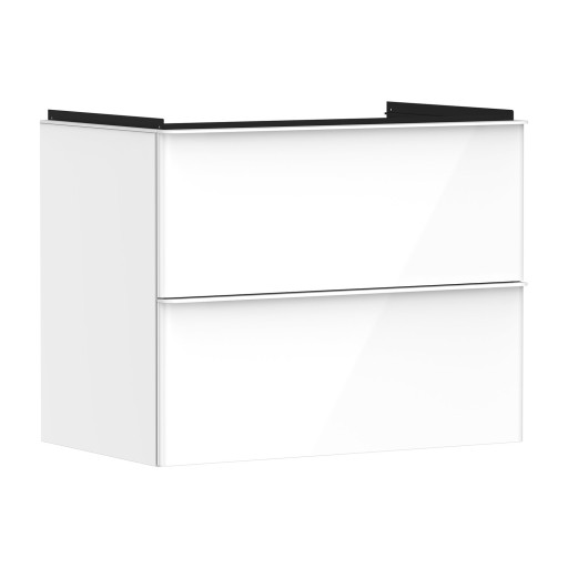 Dulap baza suspendat Hansgrohe Xelu Q cu 2 sertare  78cm  alb lucios  manere alb mat