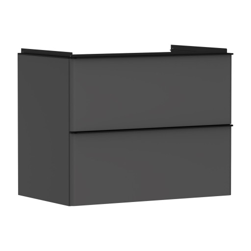 Dulap baza suspendat Hansgrohe Xelu Q cu 2 sertare  78cm  gri diamant mat  manere negru mat