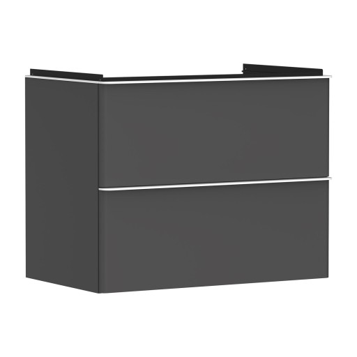Dulap baza suspendat Hansgrohe Xelu Q cu 2 sertare  78cm  gri diamant mat  manere alb mat