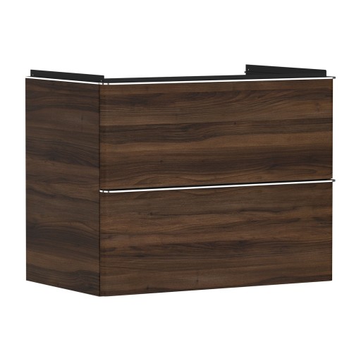 Dulap baza suspendat Hansgrohe Xelu Q cu 2 sertare  78cm  nuc inchis  manere crom