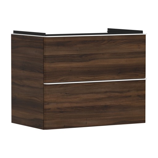 Dulap baza suspendat Hansgrohe Xelu Q cu 2 sertare  78cm  nuc inchis  manere alb mat