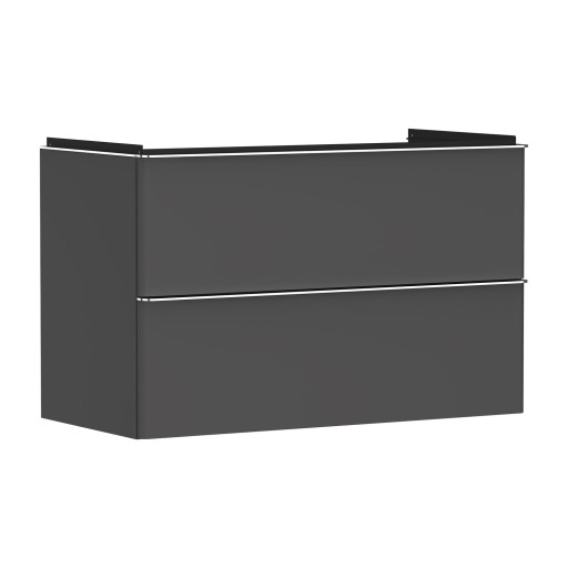 Dulap baza suspendat Hansgrohe Xelu Q cu 2 sertare  98cm  gri diamant mat  manere crom
