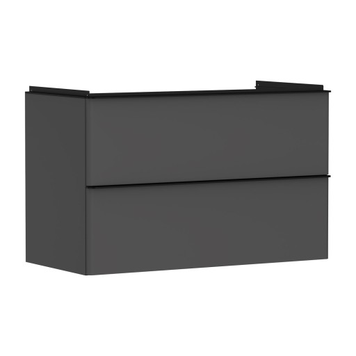 Dulap baza suspendat Hansgrohe Xelu Q cu 2 sertare  98cm  gri diamant mat  manere negru mat