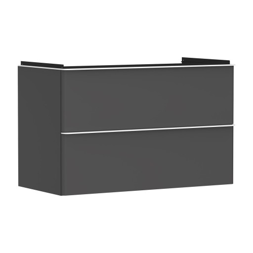 Dulap baza suspendat Hansgrohe Xelu Q cu 2 sertare  98cm  gri diamant mat  manere alb mat